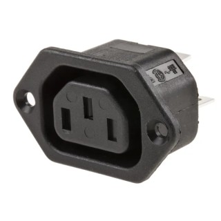 Bulgin C13 Straight Panel Mount IEC Connector, 250V, 10A, Male, Rewireable PX0793/63