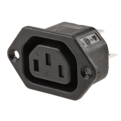Bulgin C13 Straight Panel Mount IEC Connector, 250V, 10A, Male, Rewireable PX0793/63