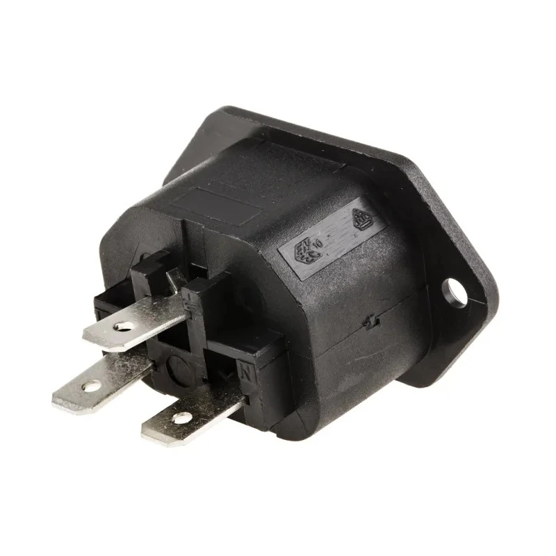 Bulgin C13 Straight Panel Mount IEC Connector, 250V, 10A, Male, Rewireable PX0793/63