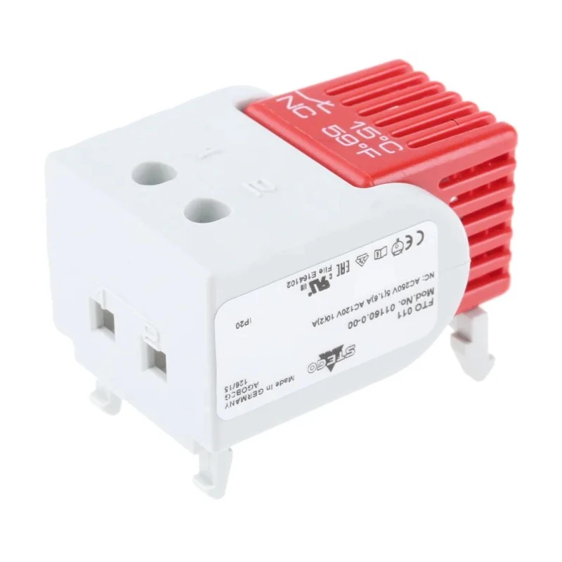 STEGO NC Enclosure Thermostat, Tamperproof, 120V AC, 250V AC, 0 to 60 °C, -45 to 70 °C Operating Temperature Range 01160.0-00
