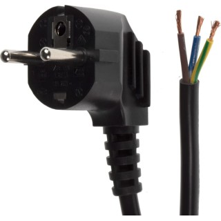 RS PRO Unterminated to CEE 7/3 Schuko Power Cord, 3 m, Black PVC, 10A, 250V 490-245