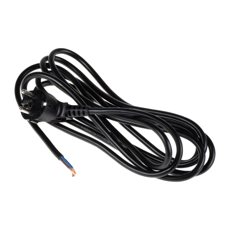 RS PRO Unterminated to CEE 7/3 Schuko Power Cord, 3 m, Black PVC, 10A, 250V 490-245