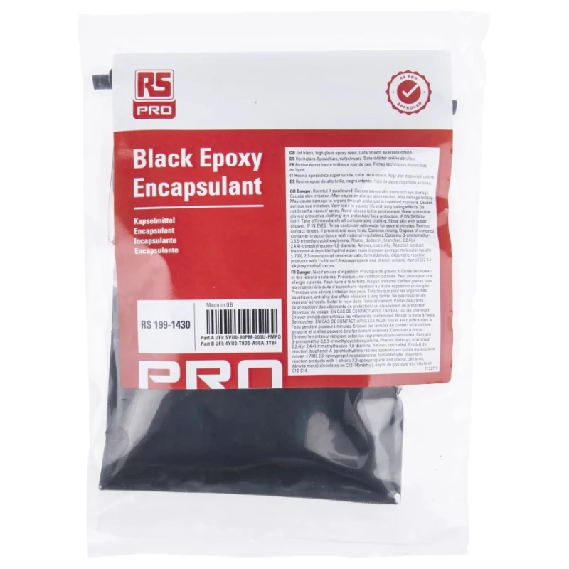 RS PRO Black Potting Compound Epoxy 500 g Twin-Pack General Purpose Electronics Use 199-1430