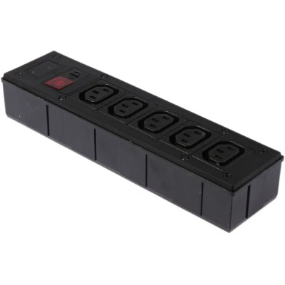 Bulgin 10A 250V AC 5 Gang Socket Bar 2m Cable IEC C13 Fused PXD301/050/01/1