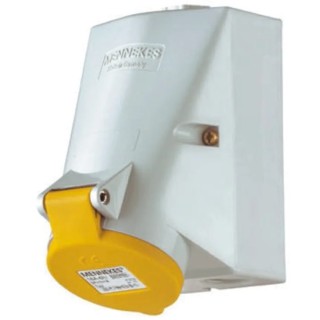 MENNEKES Wall Mount Industrial Socket, Rated At 32A, 110V, IP44 Yellow, 3 Pole Configuration IP44