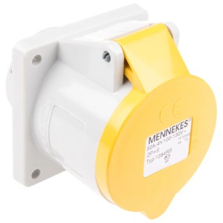 MENNEKES Industrial Power Connector 32A 110V IP44 Yellow Panel Mount 2P+PE 7313 IP44