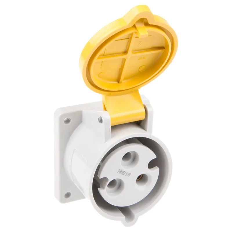MENNEKES Industrial Power Connector 32A 110V IP44 Yellow Panel Mount 2P+PE 7313 IP44