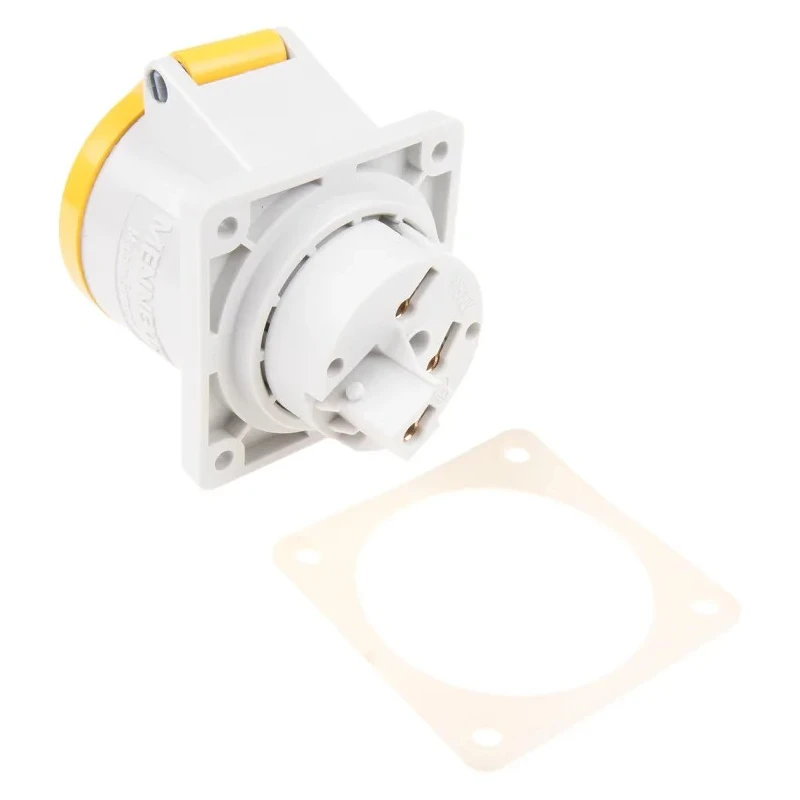MENNEKES Industrial Power Connector 32A 110V IP44 Yellow Panel Mount 2P+PE 7313 IP44