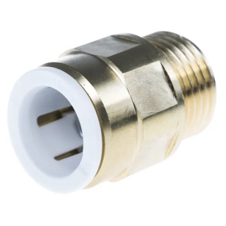 John Guest Brass Pipe Fitting Straight 1/2 in BSP Male Coupler Male BSP 15 mm to Female 1/2 in 15MC(1/2)BRASS