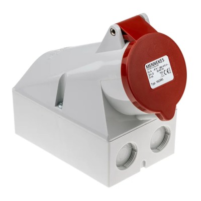 MENNEKES Wall Mount Socket 4 Pole 32A 400V IP44 Red IP44 