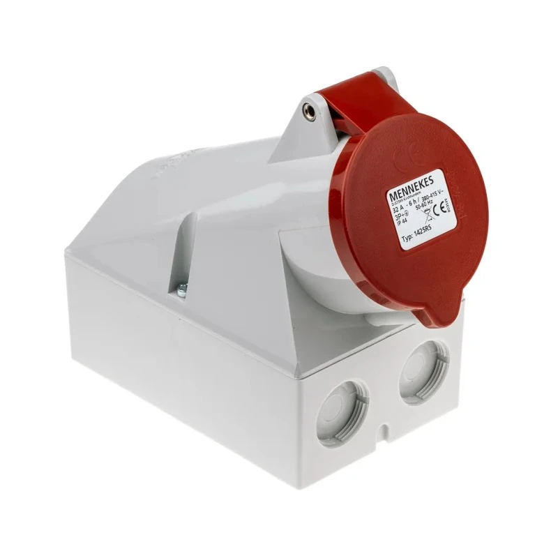 MENNEKES Wall Mount Socket 4 Pole 32A 400V IP44 Red IP44 