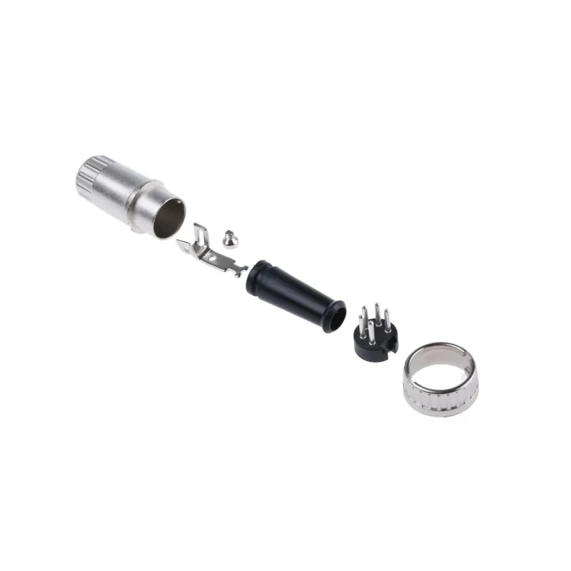 RS PRO 5 Pole Straight Standard DIN Plug 4A 100V AC Bayonet Cable Male 491-021