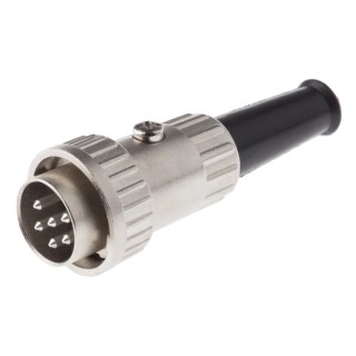 RS PRO 6 Pole Straight Standard DIN Plug 1A 100V AC Bayonet Cable Male 491-027