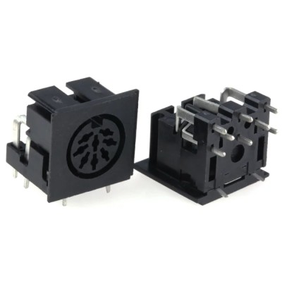 RS PRO 8 Pole Right Angle Miniature DIN Socket, 2A Current, 100V AC, Push-in Female Connector Through Hole Mount 491-049