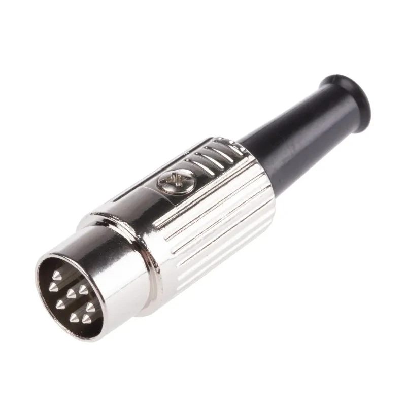 RS PRO 8 Pole Straight Standard DIN Plug 8 Contacts 4A Current 100V AC Voltage Cable Mount Male Screw Connector 491-061