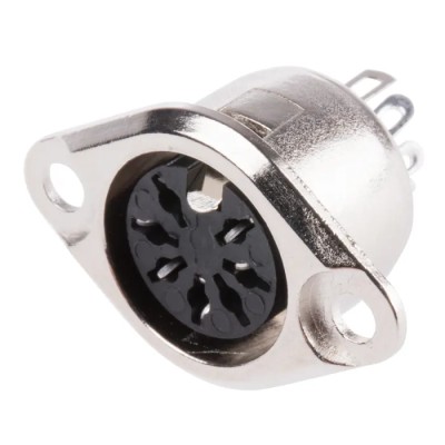 RS PRO 7 Pole Straight Standard DIN Socket 4A 100V AC Push Lock Chassis Mount Female 491-099
