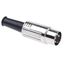 RS PRO 4 Pole Straight Standard DIN Plug 4A 100V AC Push Lock Cable Male 491-134