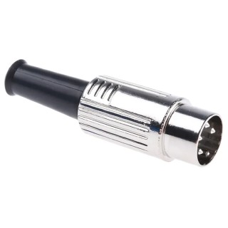 RS PRO 4 Pole Straight Standard DIN Plug 4A 100V AC Push Lock Cable Male 491-134