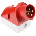 MENNEKES IP44 Red Industrial Power Connector Wall Mount 4P 25° Orientation 16A 400V Screw Termination IP44 