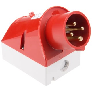MENNEKES IP44 Red Industrial Power Connector Wall Mount 4P 25° Orientation 16A 400V Screw Termination IP44