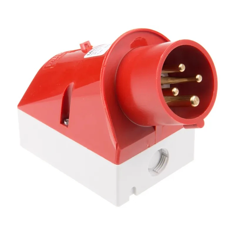 MENNEKES IP44 Red Industrial Power Connector Wall Mount 4P 25° Orientation 16A 400V Screw Termination IP44 