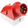 MENNEKES IP44 Red Industrial Power Connector Wall Mount 4P 25° Orientation 16A 400V Screw Termination IP44