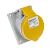 MENNEKES Panel Mount Industrial Power Connector, Rated at 16A, 110V, IP44 Yellow, 2P+PE, Series 7313 IP44