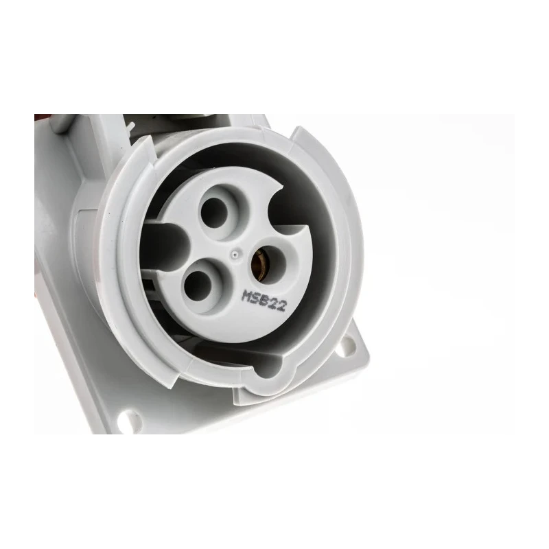 MENNEKES Panel Mount Industrial Power Connector, Rated at 16A, 110V, IP44 Yellow, 2P+PE, Series 7313 IP44