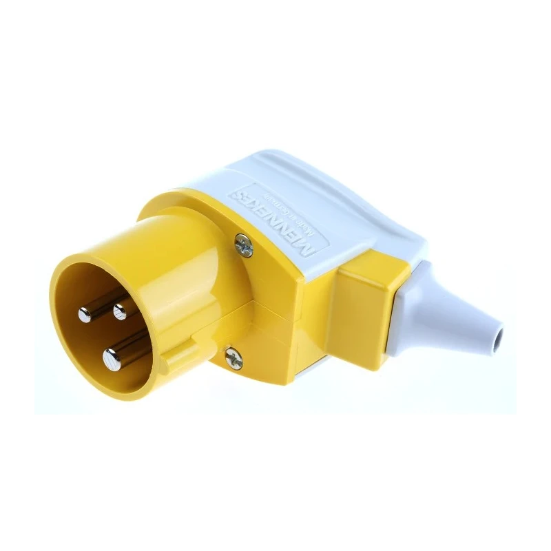 MENNEKES Yellow Industrial Power Connector Cable Mount 3P 16A 110V IP44 Straight Orientation IP44