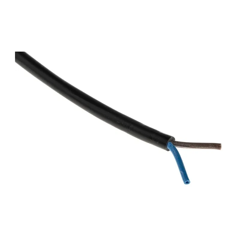 RS PRO 2 Core Power Cable Black 0.75mm² 70°C PVC Jacket 100m Length 300V H03VV-F 491-908