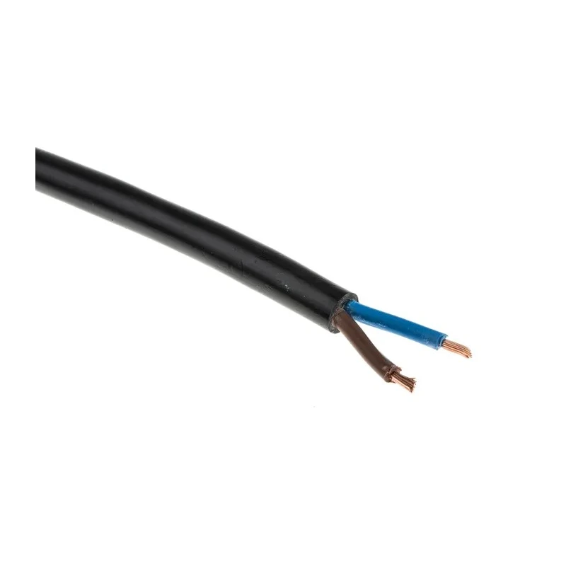 RS PRO 2 Core Power Cable Black 1.5mm² 500V 70°C PVC Insulated 100m H05VV-F 491-932