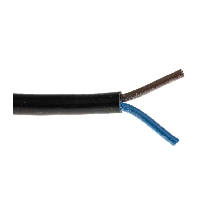 RS PRO 2 Core Power Cable Black 0.75mm² 70°C PVC Jacket 100m Length 300V H03VV-F 491-908