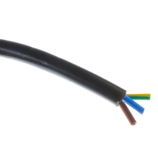 RS PRO 3 Core Power Cable Black 1.25mm² 500V 70°C PVC Jacket 100m 492-002