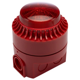 RS PRO Red Beacon-Sounder Combination, IP44 24V DC 114 dB Sound Level 32 Tones Polycarbonate Housing IP44 IP44