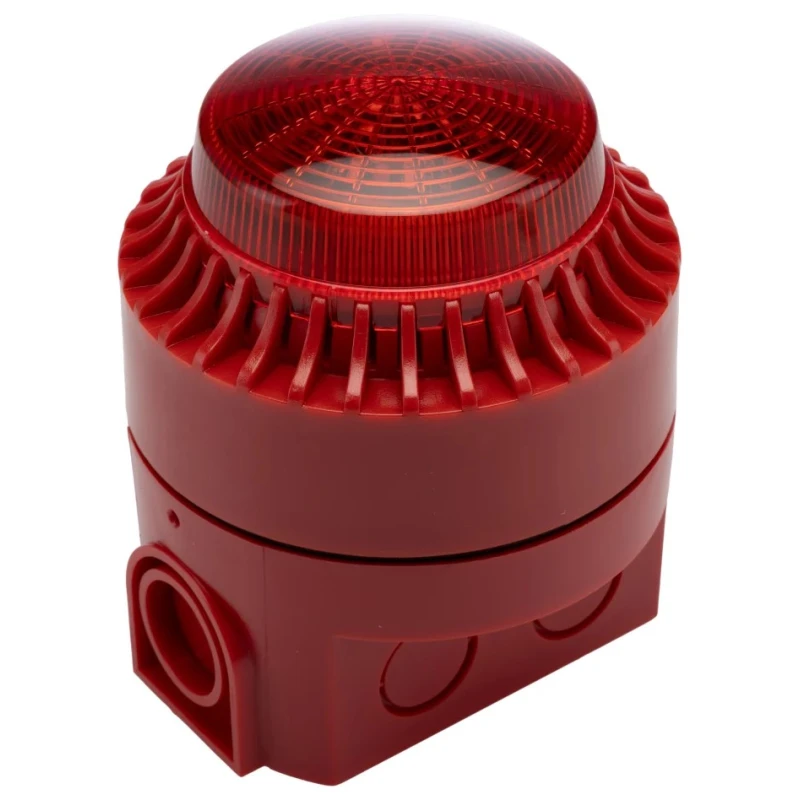 RS PRO Red Beacon-Sounder Combination, IP44 24V DC 114 dB Sound Level 32 Tones Polycarbonate Housing IP44 IP44