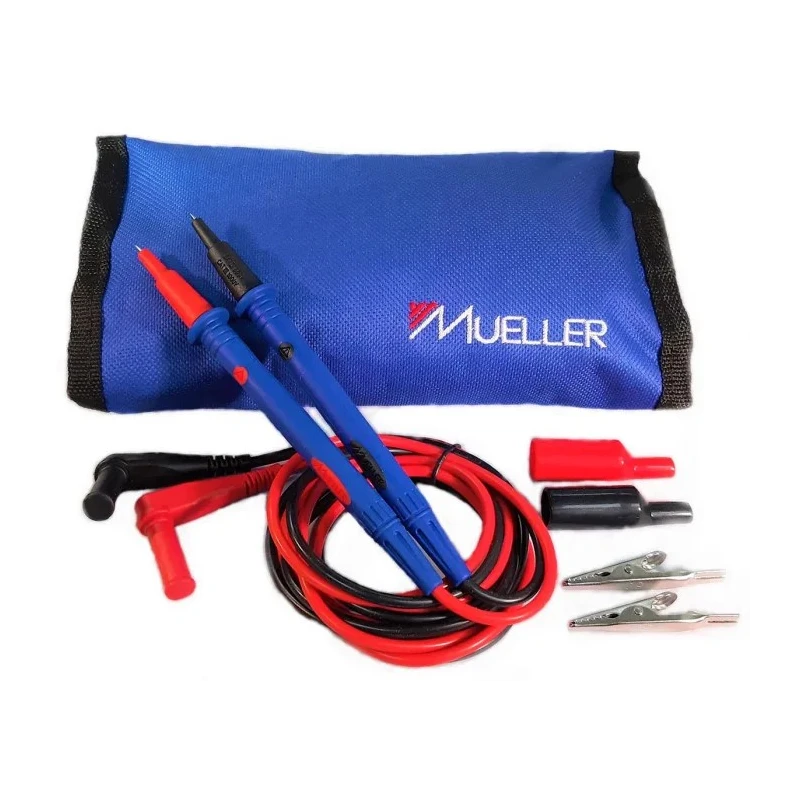 Mueller Electric Multimeter Test Probe Kit 10A, Banana Jack, Alligator Clip, Angle Plug KT-BMMPS