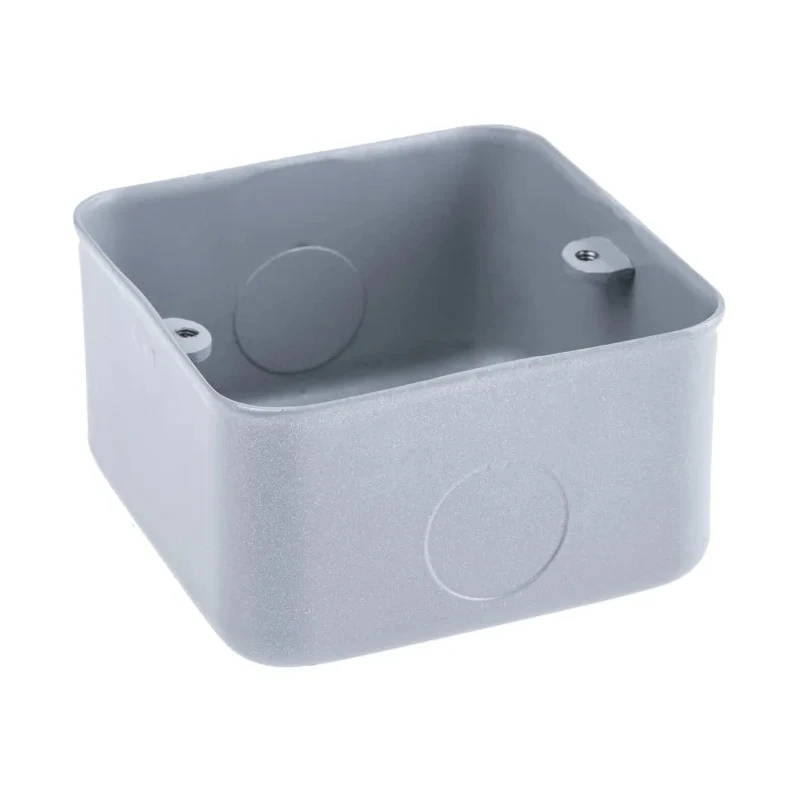 MK Electric Metal Clad Silver Gloss Aluminium Back Box 2 Gangs Surface Flush Mount 73mm x 86mm x 40mm 891 ALM