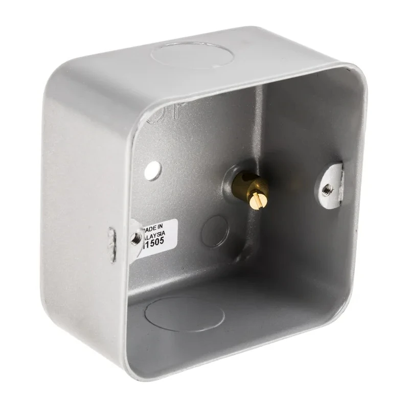 MK Electric Metal Clad Silver Gloss Aluminium Back Box 2 Gangs Surface Flush Mount 73mm x 86mm x 40mm 891 ALM