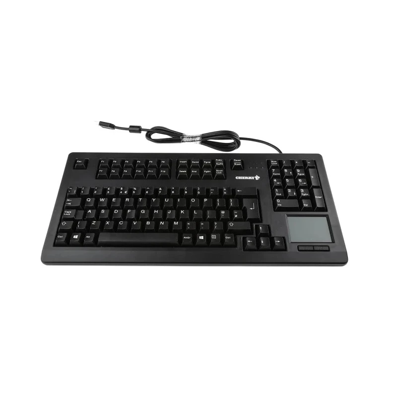 Cherry Wired USB Compact Touchpad Keyboard QWERTY (UK) Black 415mm Width 105 Keys Industrial Grade G80-11900LUMGB-2