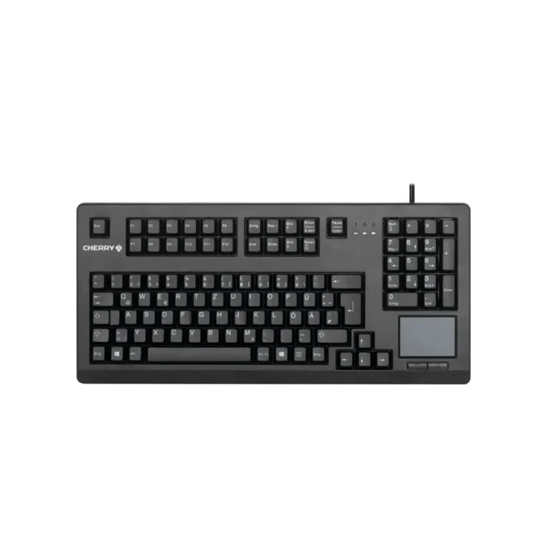 Cherry Wired USB Compact Touchpad Keyboard QWERTY (UK) Black 415mm Width 105 Keys Industrial Grade G80-11900LUMGB-2