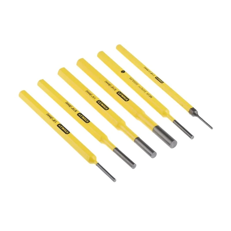 Stanley 6-Piece Pin Punch Set, 3mm Shank Diameter, 6in Overall Length, Chrome Vanadium Steel 4-18-226