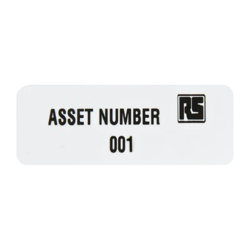 RS PRO Pre-Printed Adhesive Label Asset Number 22mm x 58mm 999 Per Pack 494-534