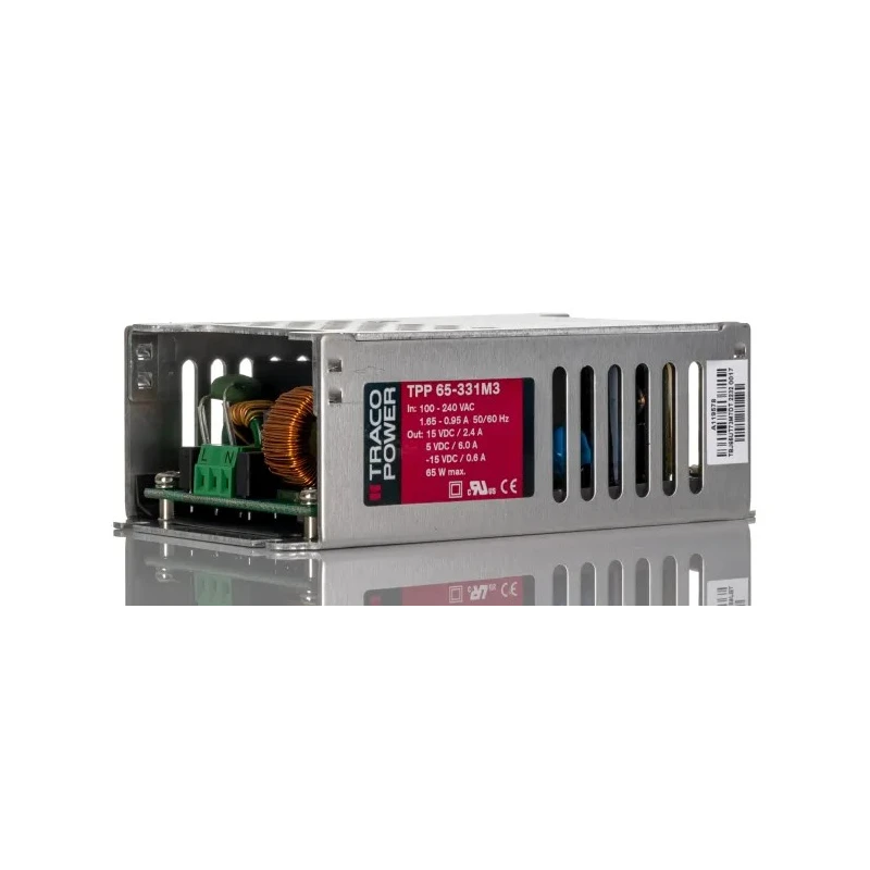 TRACOPOWER Switching Power Supply 3 Outputs 15V DC 65W 85-264V AC 120-370V DC Chassis Mount TPP 65-331M3