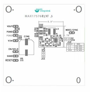 Maxim Integrated Buck Converter Evaluation Kit for MAX17576 5V 4A 350kHz MAX17576EVKITB