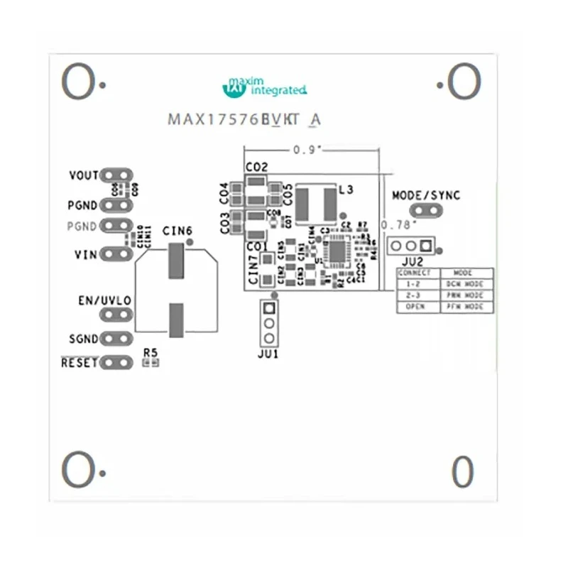 Maxim Integrated Buck Converter Evaluation Kit for MAX17576 5V 4A 350kHz MAX17576EVKITB
