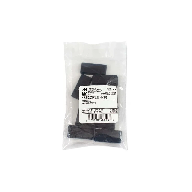 Hammond ABS Plastic End Panel 16mm Height 76mm Width 51mm Length 1552CPLBK-10