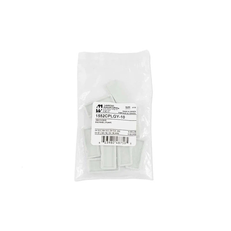 Hammond ABS Plastic End Panel 51mm Length, 76mm Width, 16mm Height 1552CPLGY-10
