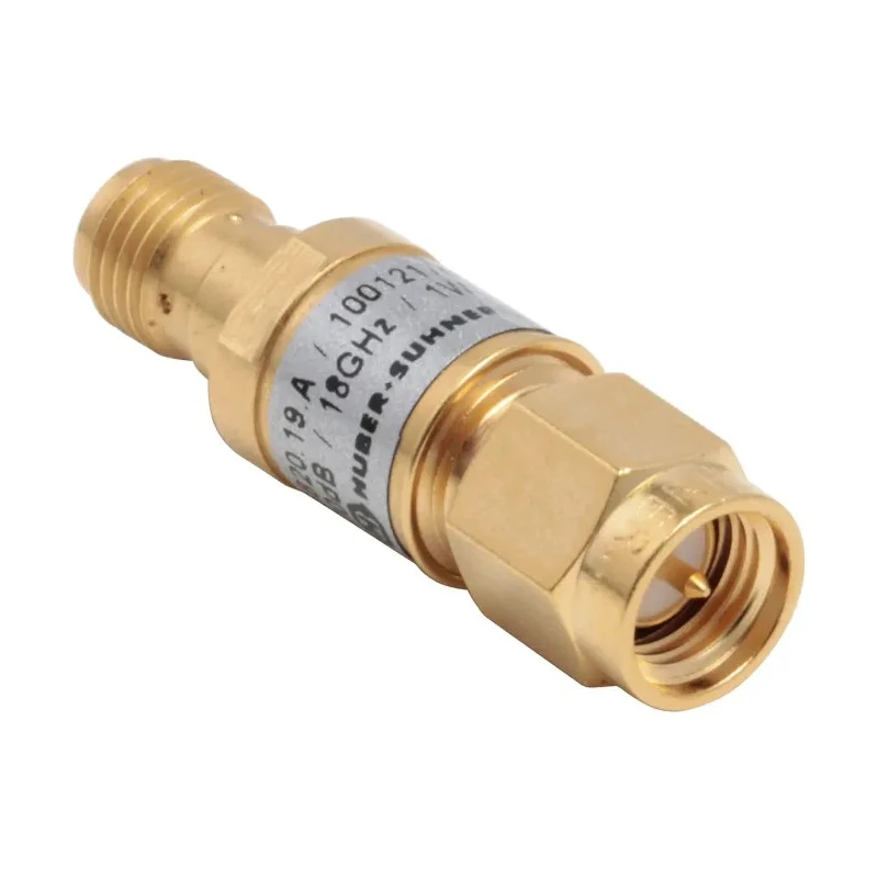 Huber+Suhner RF Attenuator Straight 1 dB SMA Plug to Socket 50Ω 4GHz to 18GHz 130°C 6820.19.A