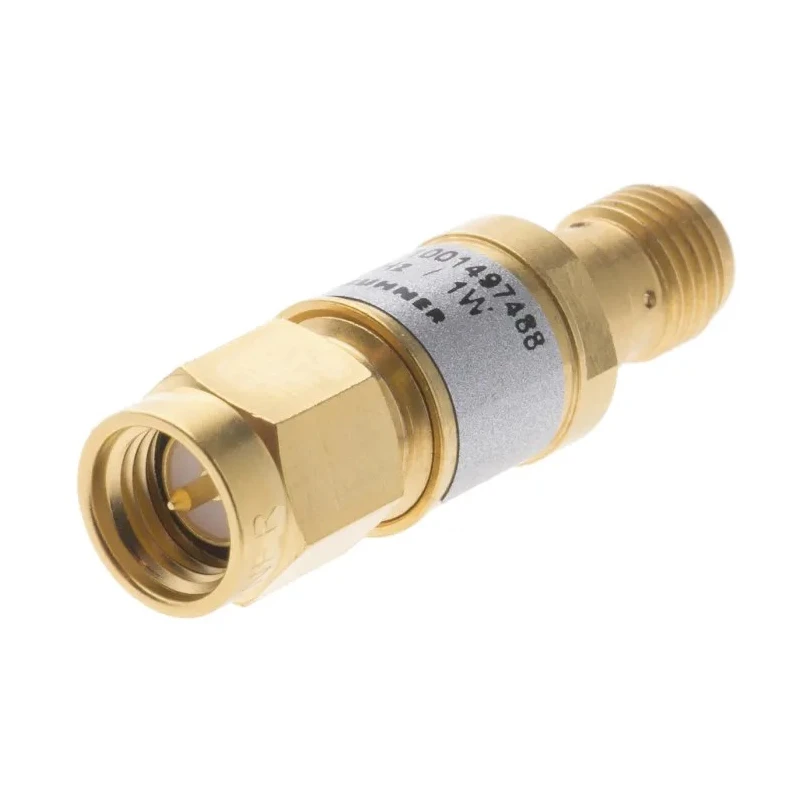 Huber+Suhner RF Attenuator SMA Plug to Socket 50Ω 4-18GHz 1.5dB Straight Male to Female 130°C 6830.19.A
