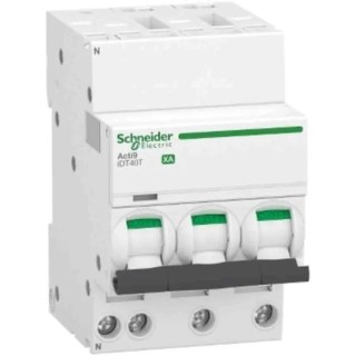 Schneider Electric Acti9 iDT40 Miniature Circuit Breaker, 3-Pole, 16A, Type C, 230V AC, 7.5 kA Breaking Capacity A9PA2716